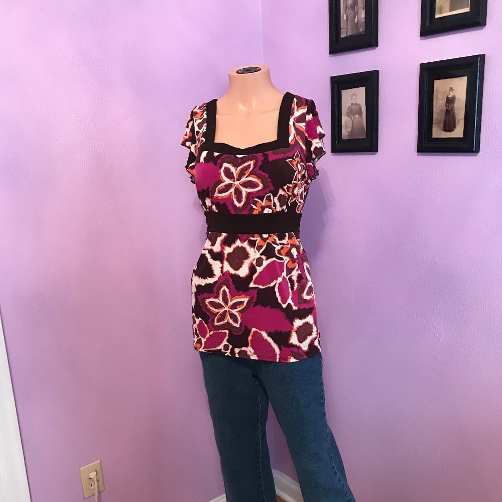 Geometric Floral Purple, pink and orange
